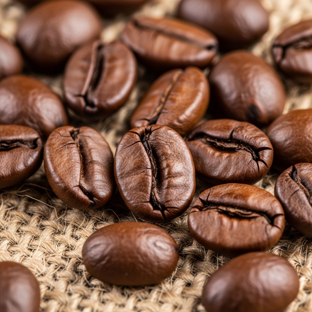 Close-up of roasted coffee beans